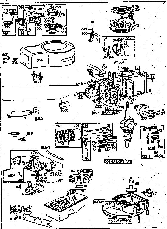4-Cycle Engine Diagram and Parts List for 110908 1229-01 - 1229-01 Briggs and Stratton Engine